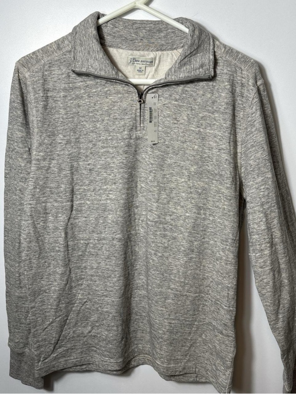 J.Crew Gray Quarter Zip Pullover Sweater Size M NWT Preppy Minimalist Normcore